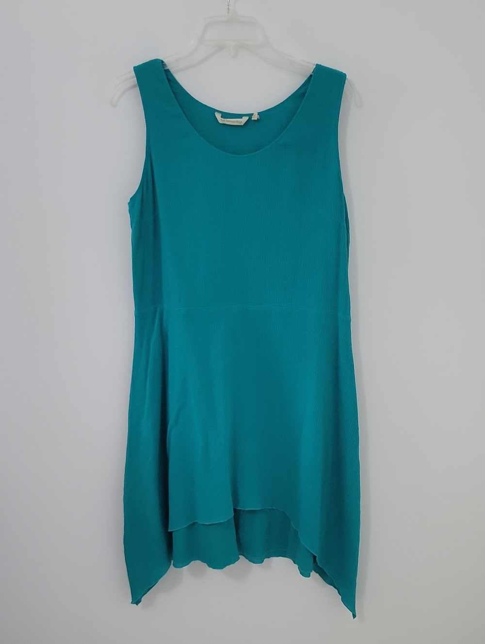 Soft Surroundings Sleeveless Teal Asymmetrical Hem Dress, Size Small